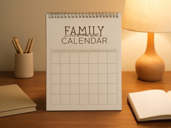 Familienkalender 2027 zum Ausdrucken — 12 Punkte zum Abhaken