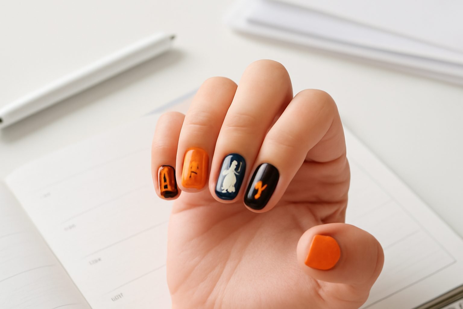 Halloween Nageldesign Vorlage — 9 Punkte zum Abhaken