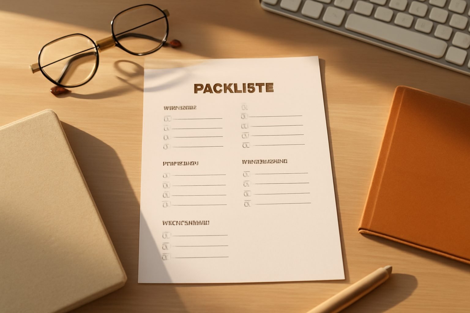 Packliste Vorlage Aesthetic zum Ausdrucken — Hero-Aufnahme