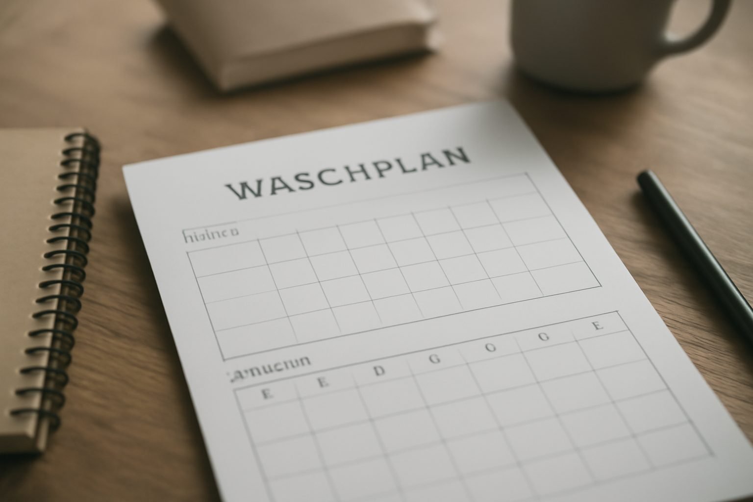 Waschplan Vorlage zum Ausdrucken (Monat/Woche) — Hero-Aufnahme