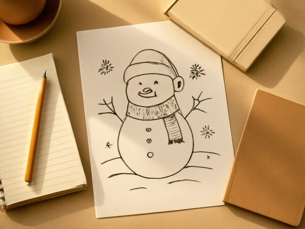 Schneemann Ausmalbild zum Ausdrucken — 8 Punkte zum Abhaken