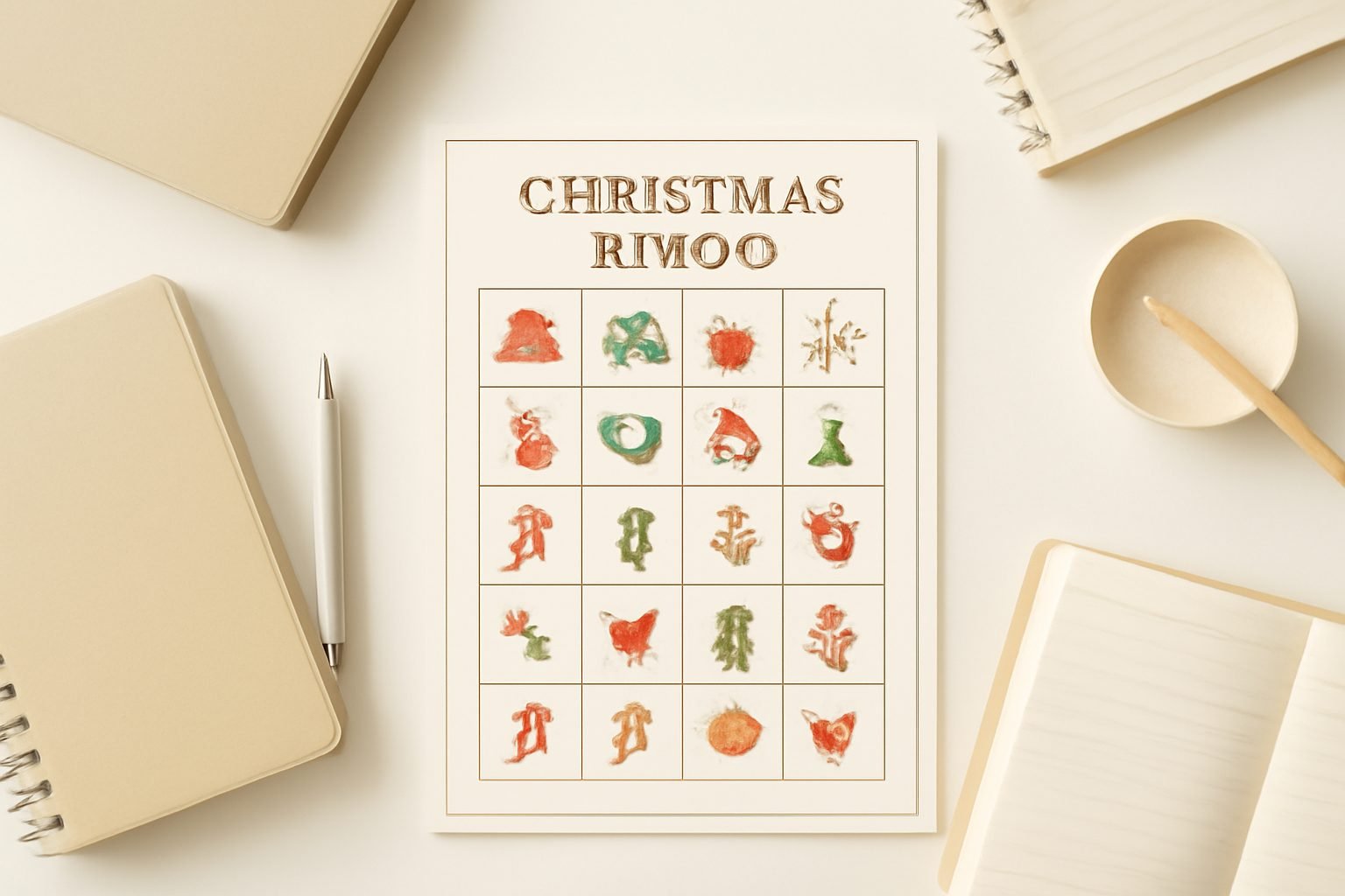 Weihnachtsbingo Vorlage zum Ausdrucken