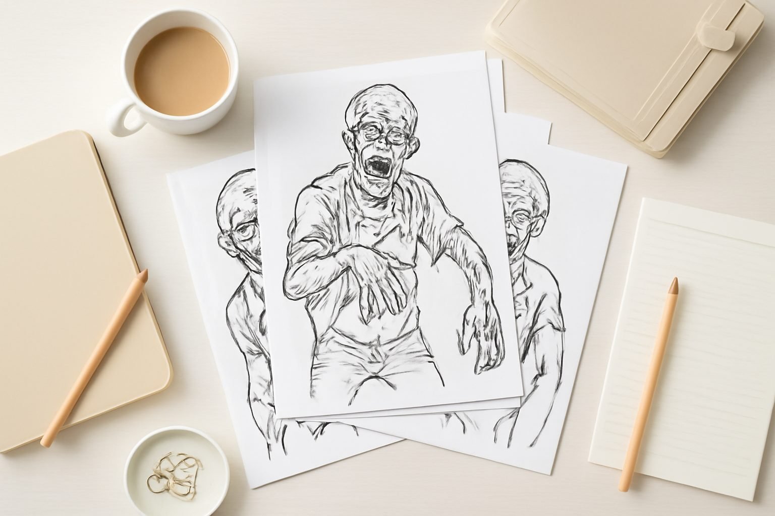 Zombie Ausmalbild zum Ausdrucken: die Checkliste zum Abhaken