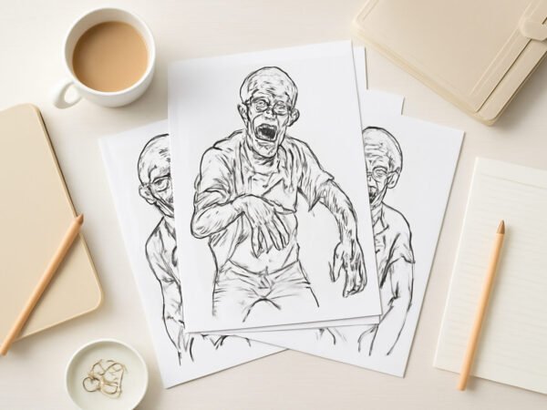 Zombie Ausmalbild zum Ausdrucken: die Checkliste zum Abhaken